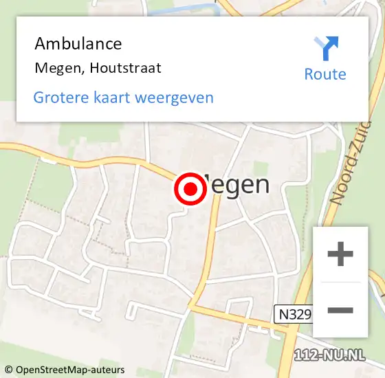 Locatie op kaart van de 112 melding: Ambulance Megen, Houtstraat op 5 februari 2014 10:10