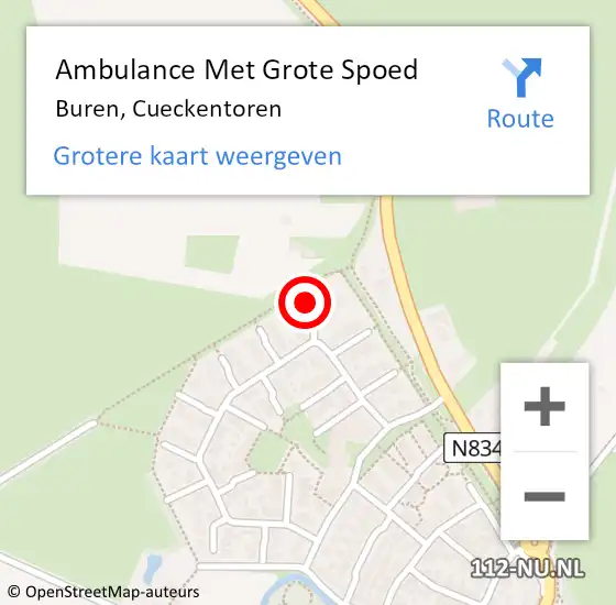 Locatie op kaart van de 112 melding: Ambulance Met Grote Spoed Naar Buren, Cueckentoren op 25 oktober 2017 22:56