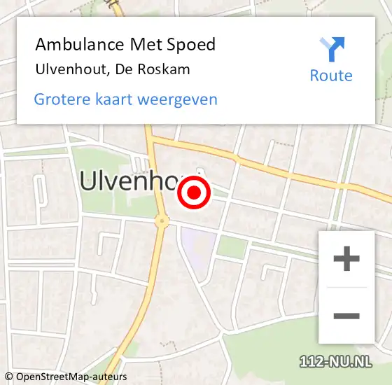 Locatie op kaart van de 112 melding: Ambulance Met Spoed Naar Ulvenhout, De Roskam op 25 oktober 2017 23:09