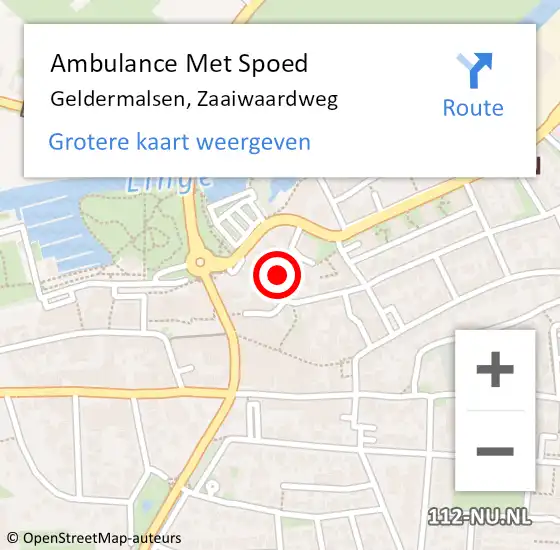 Locatie op kaart van de 112 melding: Ambulance Met Spoed Naar Geldermalsen, Zaaiwaardweg op 25 oktober 2017 23:33