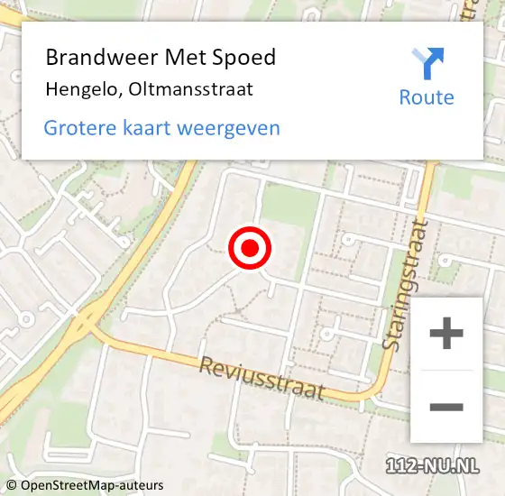 Locatie op kaart van de 112 melding: Brandweer Met Spoed Naar Hengelo, Oltmansstraat op 26 oktober 2017 00:22