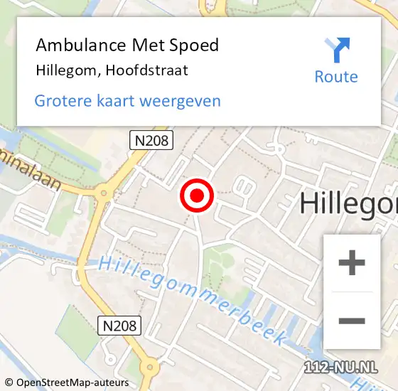 Locatie op kaart van de 112 melding: Ambulance Met Spoed Naar Hillegom, Hoofdstraat op 26 oktober 2017 00:24