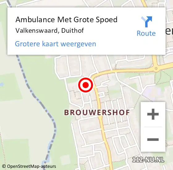 Locatie op kaart van de 112 melding: Ambulance Met Grote Spoed Naar Valkenswaard, Duithof op 26 oktober 2017 02:10