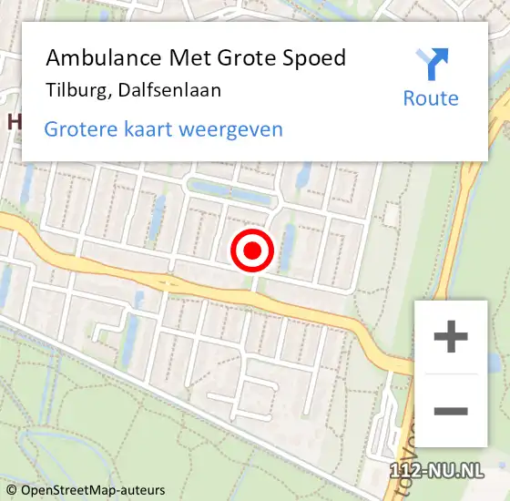 Locatie op kaart van de 112 melding: Ambulance Met Grote Spoed Naar Tilburg, Dalfsenlaan op 26 oktober 2017 02:57