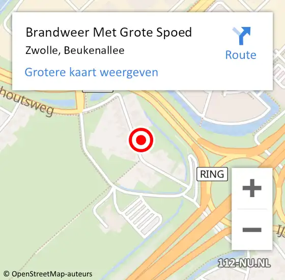 Locatie op kaart van de 112 melding: Brandweer Met Grote Spoed Naar Zwolle, Beukenallee op 26 oktober 2017 03:10