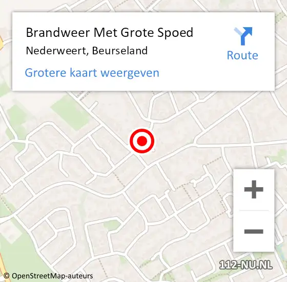 Locatie op kaart van de 112 melding: Brandweer Met Grote Spoed Naar Nederweert, Beurseland op 26 oktober 2017 04:28