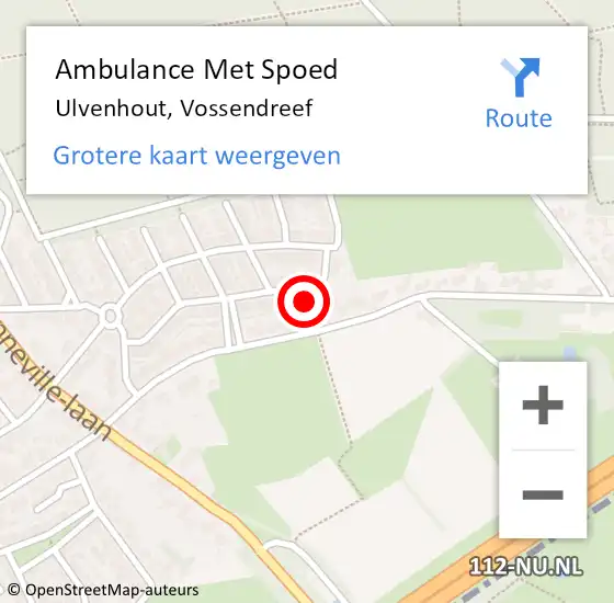 Locatie op kaart van de 112 melding: Ambulance Met Spoed Naar Ulvenhout, Vossendreef op 26 oktober 2017 05:06