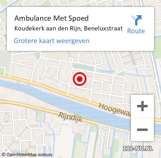 Locatie op kaart van de 112 melding: Ambulance Met Spoed Naar Koudekerk aan den Rijn, Beneluxstraat op 26 oktober 2017 07:27