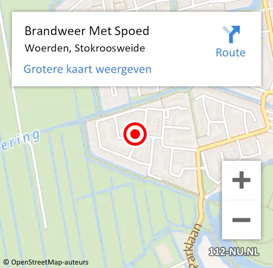 Locatie op kaart van de 112 melding: Brandweer Met Spoed Naar Woerden, Stokroosweide op 26 oktober 2017 07:45