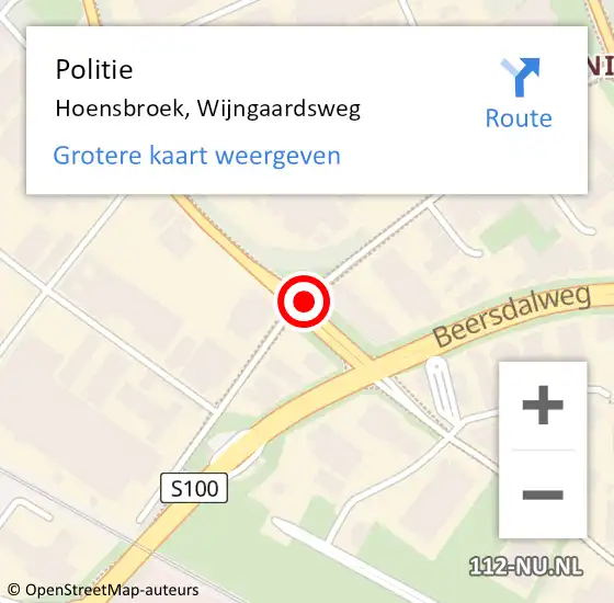 Locatie op kaart van de 112 melding: Politie Hoensbroek, Wijngaardsweg op 26 oktober 2017 07:58