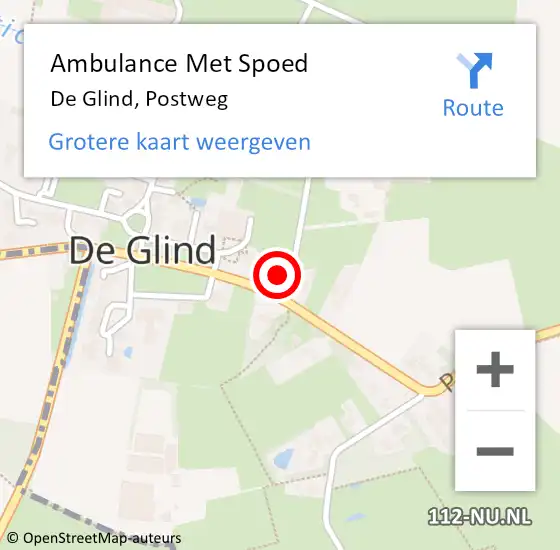 Locatie op kaart van de 112 melding: Ambulance Met Spoed Naar De Glind, Postweg op 26 oktober 2017 08:54