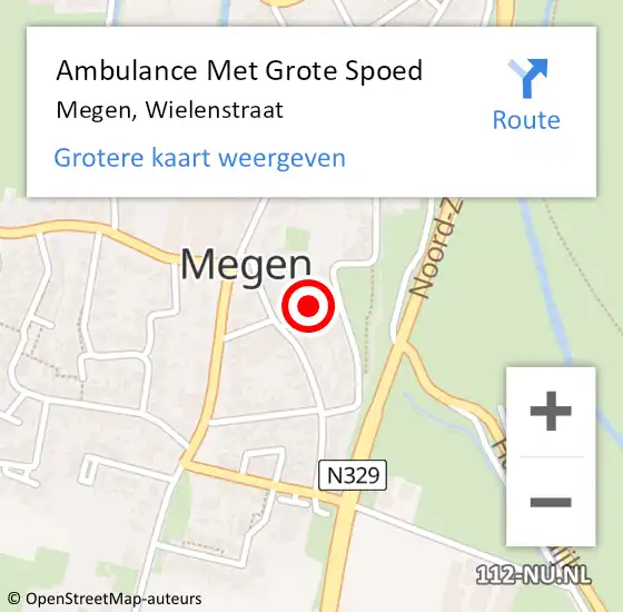 Locatie op kaart van de 112 melding: Ambulance Met Grote Spoed Naar Megen, Wielenstraat op 26 oktober 2017 08:58