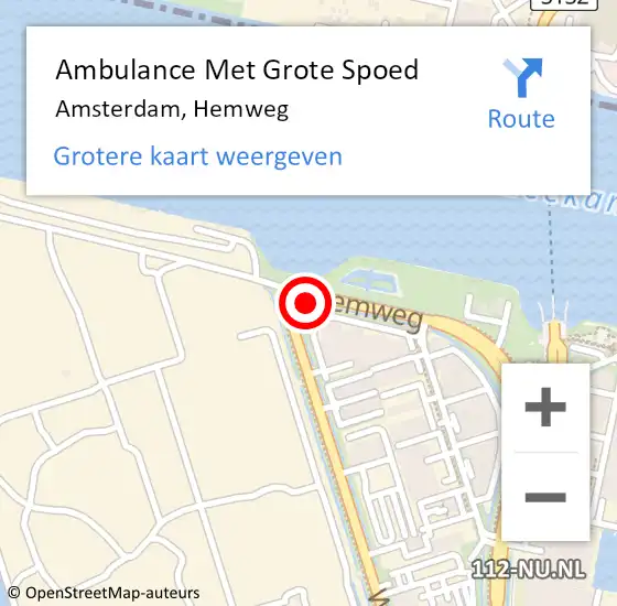 Locatie op kaart van de 112 melding: Ambulance Met Grote Spoed Naar Amsterdam, Hemweg op 26 oktober 2017 09:13