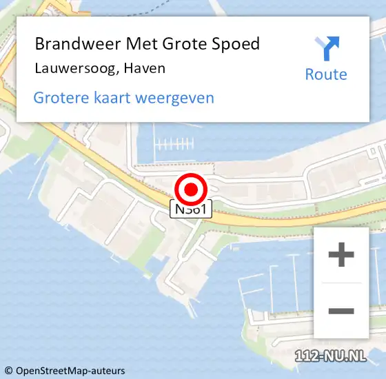 Locatie op kaart van de 112 melding: Brandweer Met Grote Spoed Naar Lauwersoog, Haven op 26 oktober 2017 09:34