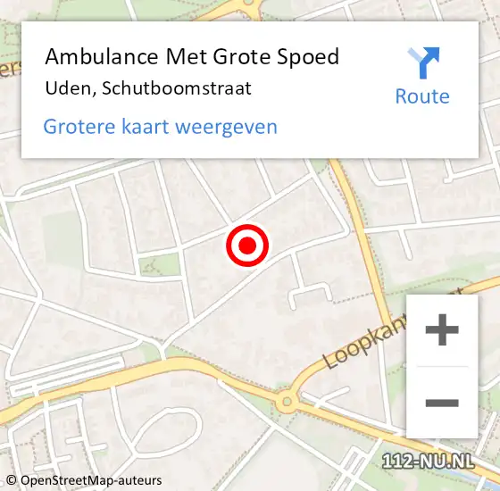 Locatie op kaart van de 112 melding: Ambulance Met Grote Spoed Naar Uden, Schutboomstraat op 26 oktober 2017 09:48