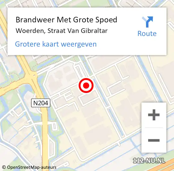 Locatie op kaart van de 112 melding: Brandweer Met Grote Spoed Naar Woerden, Straat Van Gibraltar op 26 oktober 2017 10:03