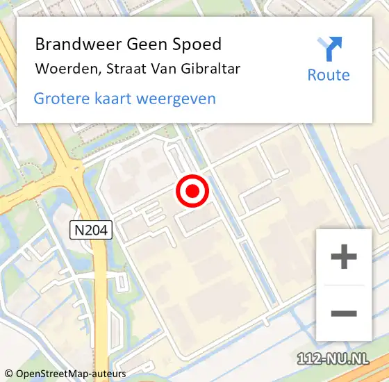 Locatie op kaart van de 112 melding: Brandweer Geen Spoed Naar Woerden, Straat Van Gibraltar op 26 oktober 2017 10:04