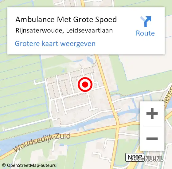Locatie op kaart van de 112 melding: Ambulance Met Grote Spoed Naar Rijnsaterwoude, Leidsevaartlaan op 26 oktober 2017 10:26