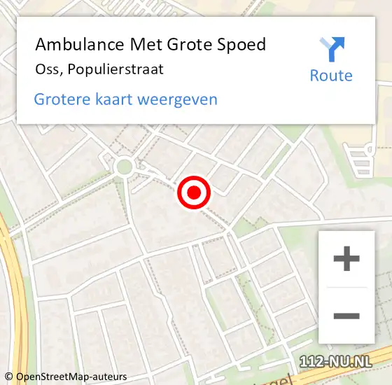 Locatie op kaart van de 112 melding: Ambulance Met Grote Spoed Naar Oss, Populierstraat op 26 oktober 2017 10:59