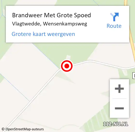 Locatie op kaart van de 112 melding: Brandweer Met Grote Spoed Naar Vlagtwedde, Wensenkampsweg op 26 oktober 2017 11:28