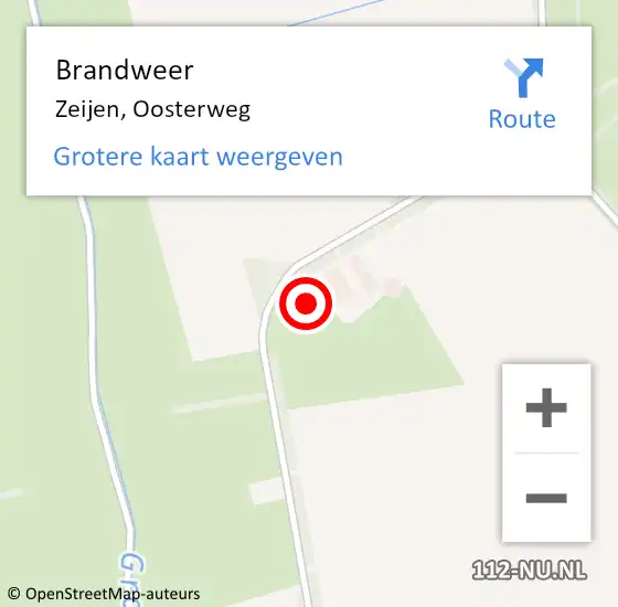 Locatie op kaart van de 112 melding: Brandweer Zeijen, Oosterweg op 26 oktober 2017 11:53
