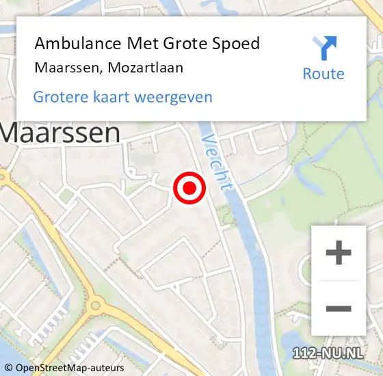 Locatie op kaart van de 112 melding: Ambulance Met Grote Spoed Naar Maarssen, Mozartlaan op 26 oktober 2017 12:49