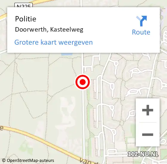 Locatie op kaart van de 112 melding: Politie Doorwerth, Kasteelweg op 26 oktober 2017 13:42