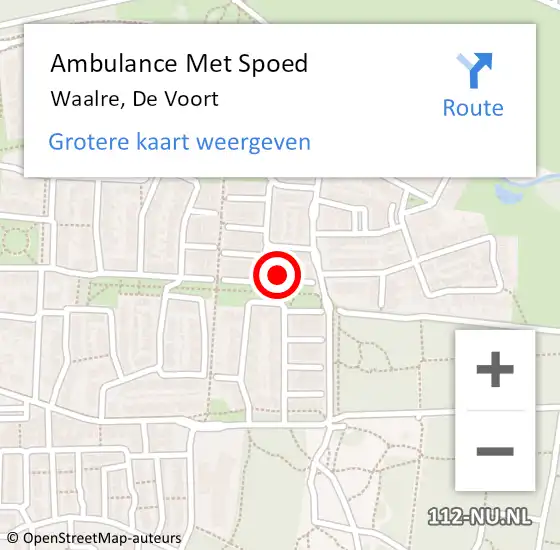Locatie op kaart van de 112 melding: Ambulance Met Spoed Naar Waalre, De Voort op 26 oktober 2017 14:31