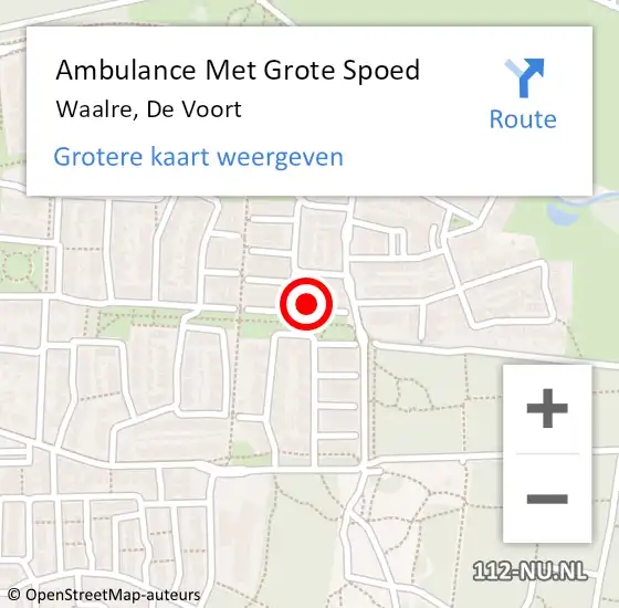Locatie op kaart van de 112 melding: Ambulance Met Grote Spoed Naar Waalre, De Voort op 26 oktober 2017 14:33