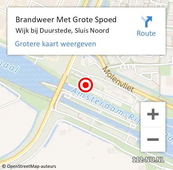 Locatie op kaart van de 112 melding: Brandweer Met Grote Spoed Naar Wijk bij Duurstede, Sluis Noord op 26 oktober 2017 15:04