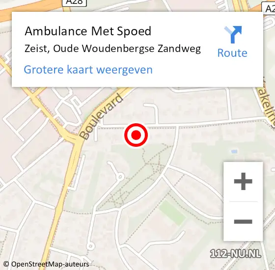 Locatie op kaart van de 112 melding: Ambulance Met Spoed Naar Zeist, Oude Woudenbergse Zandweg op 26 oktober 2017 16:28