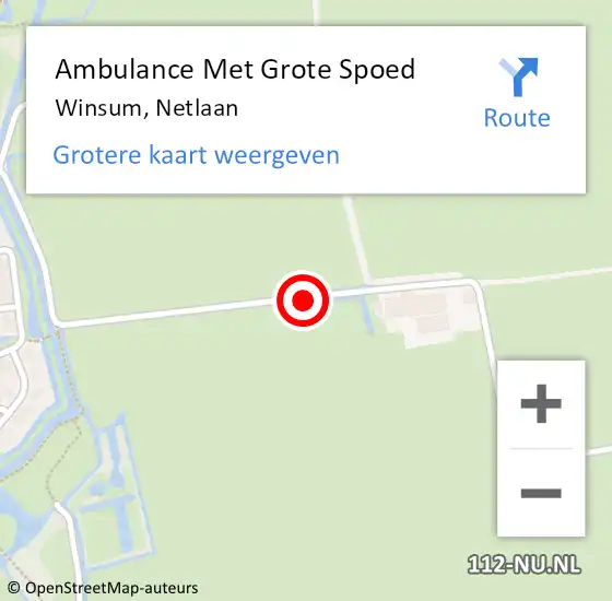 Locatie op kaart van de 112 melding: Ambulance Met Grote Spoed Naar Winsum, Netlaan op 26 oktober 2017 16:30