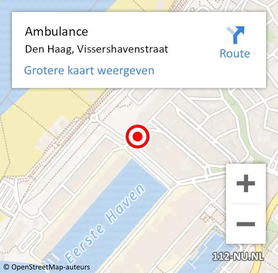 Locatie op kaart van de 112 melding: Ambulance Den Haag, Vissershavenstraat op 26 oktober 2017 17:14