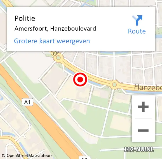 Locatie op kaart van de 112 melding: Politie Amersfoort, Hanzeboulevard op 26 oktober 2017 17:35