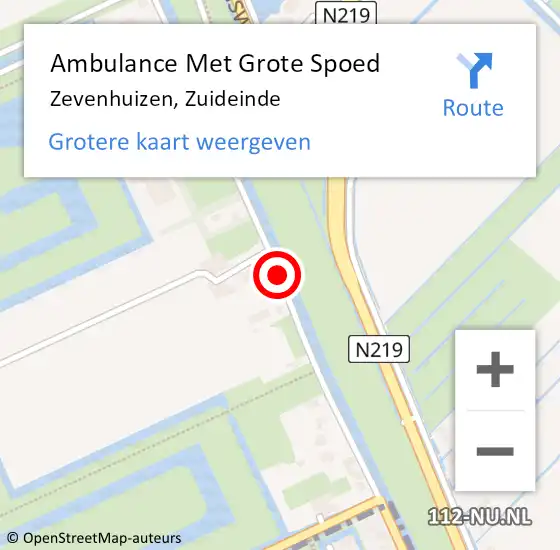 Locatie op kaart van de 112 melding: Ambulance Met Grote Spoed Naar Zevenhuizen, Zuideinde op 26 oktober 2017 17:49