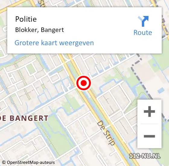Locatie op kaart van de 112 melding: Politie Blokker, Bangert op 26 oktober 2017 18:23