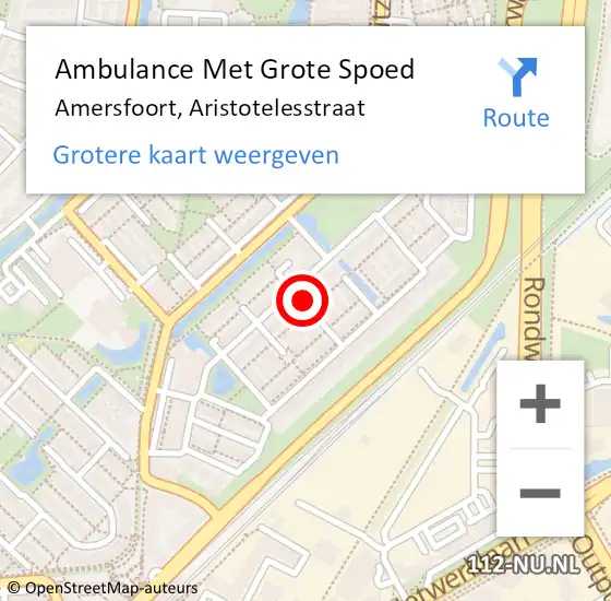 Locatie op kaart van de 112 melding: Ambulance Met Grote Spoed Naar Amersfoort, Aristotelesstraat op 26 oktober 2017 19:05