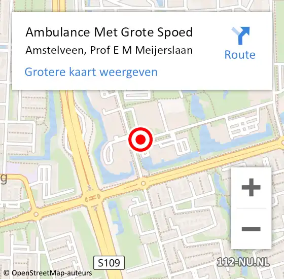 Locatie op kaart van de 112 melding: Ambulance Met Grote Spoed Naar Amstelveen, Prof E M Meijerslaan op 26 oktober 2017 19:12