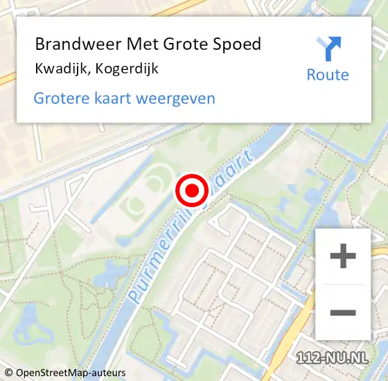 Locatie op kaart van de 112 melding: Brandweer Met Grote Spoed Naar Kwadijk, Kogerdijk op 26 oktober 2017 20:10