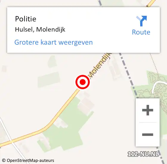 Locatie op kaart van de 112 melding: Politie Hulsel, Molendijk op 26 oktober 2017 20:21