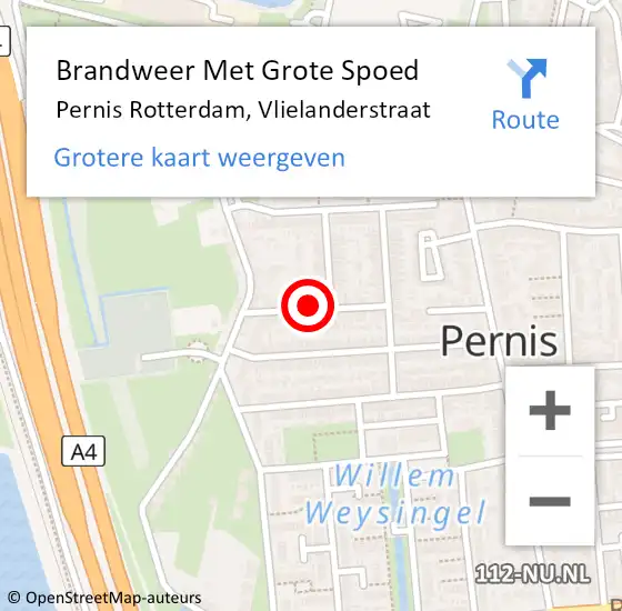 Locatie op kaart van de 112 melding: Brandweer Met Grote Spoed Naar Pernis Rotterdam, Vlielanderstraat op 26 oktober 2017 21:12