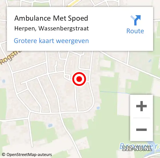 Locatie op kaart van de 112 melding: Ambulance Met Spoed Naar Herpen, Wassenbergstraat op 26 oktober 2017 21:57