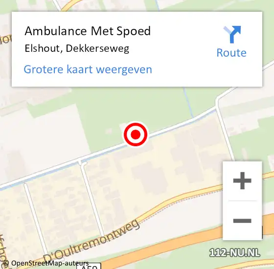Locatie op kaart van de 112 melding: Ambulance Met Spoed Naar Elshout, Dekkerseweg op 26 oktober 2017 23:26