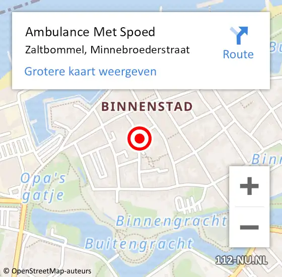 Locatie op kaart van de 112 melding: Ambulance Met Spoed Naar Zaltbommel, Minnebroederstraat op 26 oktober 2017 23:49