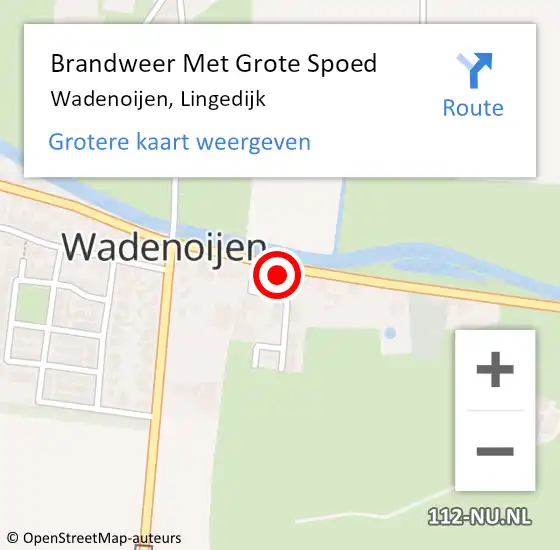 Locatie op kaart van de 112 melding: Brandweer Met Grote Spoed Naar Wadenoijen, Lingedijk op 26 oktober 2017 23:57