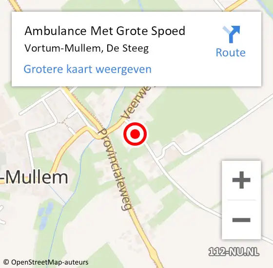 Locatie op kaart van de 112 melding: Ambulance Met Grote Spoed Naar Vortum-Mullem, De Steeg op 27 oktober 2017 00:44