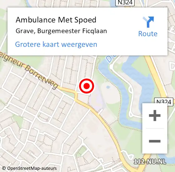 Locatie op kaart van de 112 melding: Ambulance Met Spoed Naar Grave, Burgemeester Ficqlaan op 27 oktober 2017 01:28