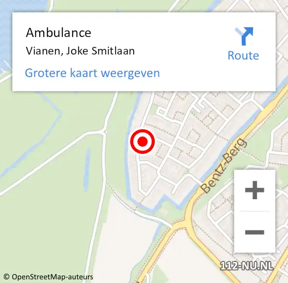 Locatie op kaart van de 112 melding: Ambulance Vianen, Joke Smitlaan op 27 oktober 2017 01:52