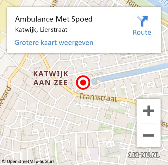 Locatie op kaart van de 112 melding: Ambulance Met Spoed Naar Katwijk, Lierstraat op 27 oktober 2017 05:28