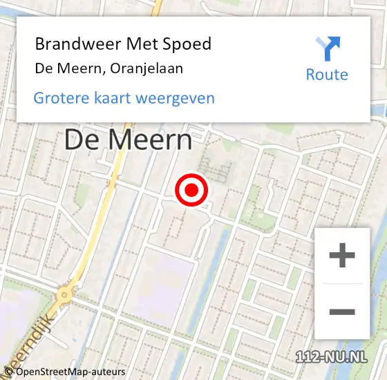 Locatie op kaart van de 112 melding: Brandweer Met Spoed Naar De Meern, Oranjelaan op 27 oktober 2017 06:09